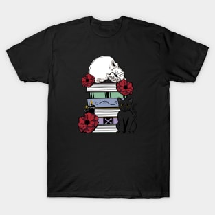 Black cats and book stacks T-Shirt